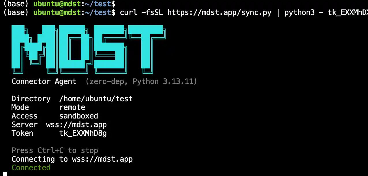 MDST Sync connections view